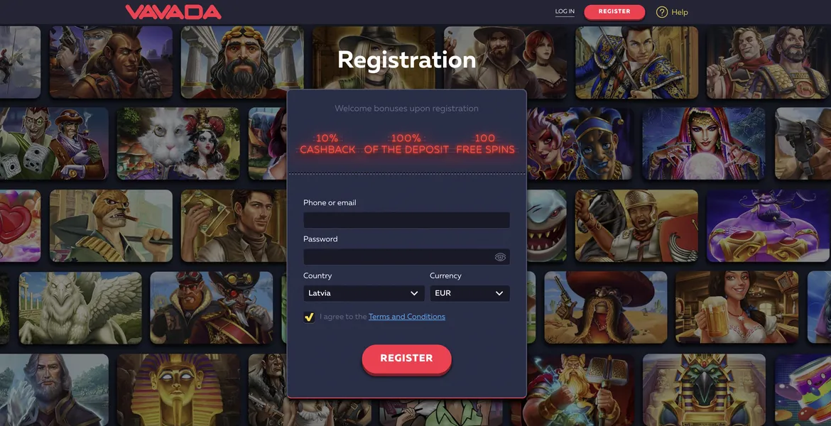 Kā reģistrēties Vavada Casino?